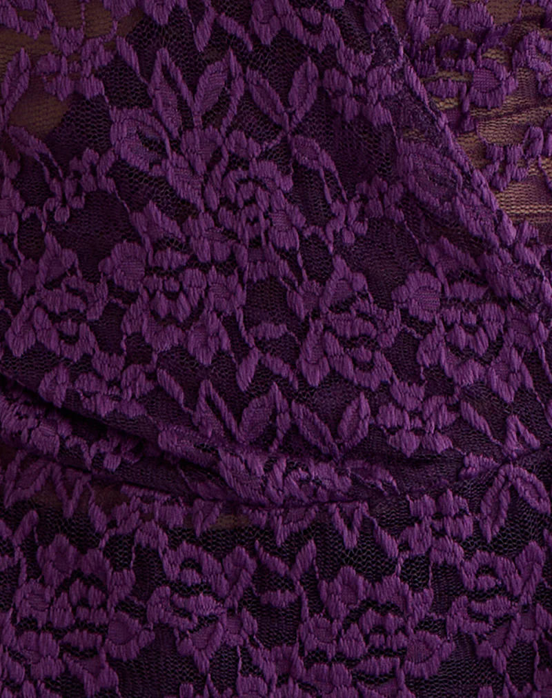 Alfaro Plunge Halter Top in Lace Purple - Image 6