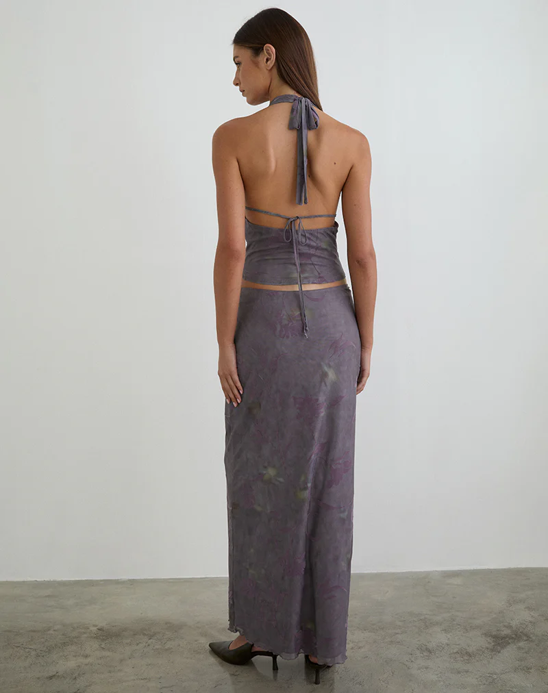 Alfreda Maxi Skirt in Flare Flower Purple - Image 4
