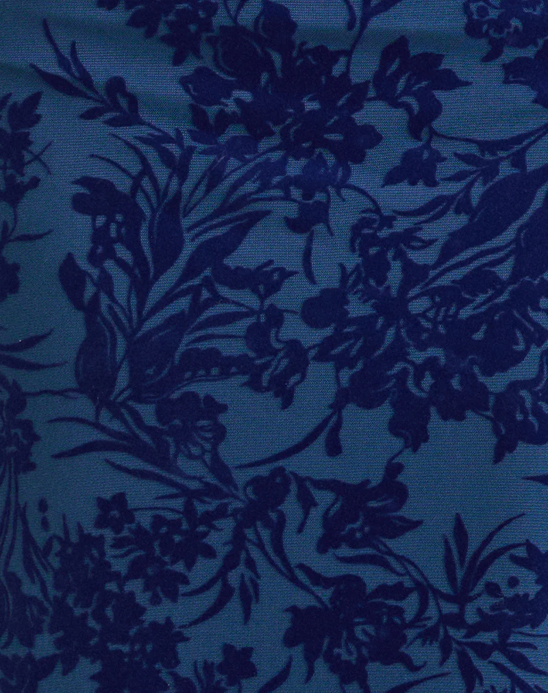 Alfreda Maxi Skirt in Midnight Leaf Flock Navy - Image 5