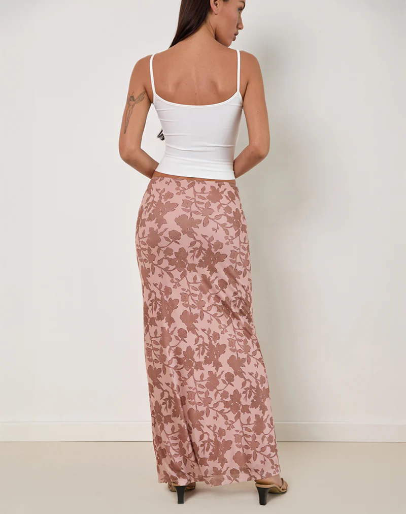 Alfreda Maxi Skirt in Neutral Floral Print - Image 4