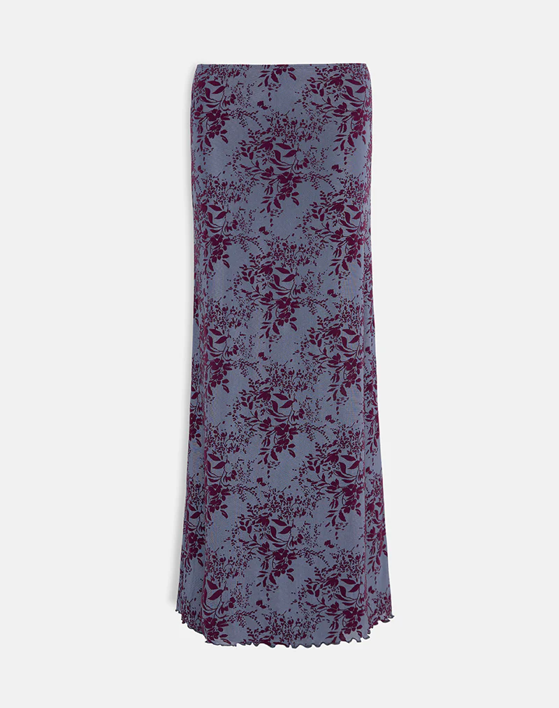 Alfreda Maxi Skirt in Fine Leaf Flock Smoke Grey - Image 3