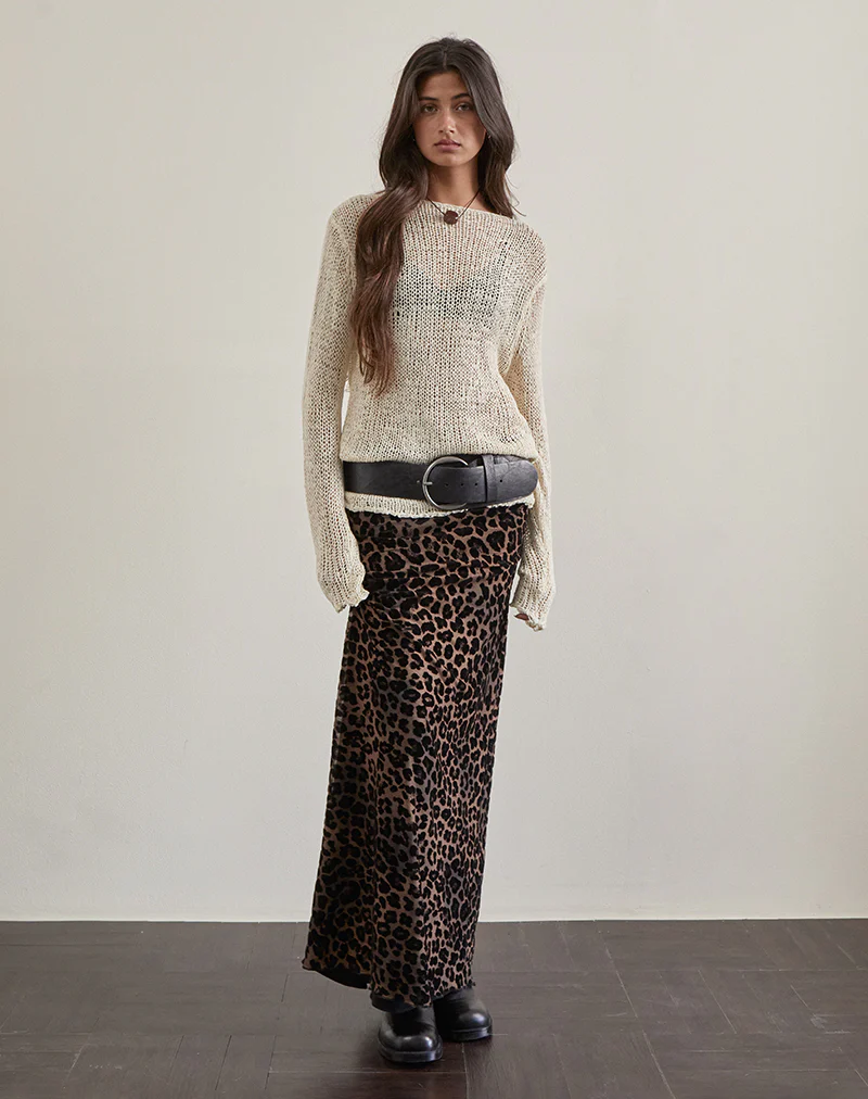 Alfreda Maxi Skirt in Flock Mesh Rar Leopard - Image 3