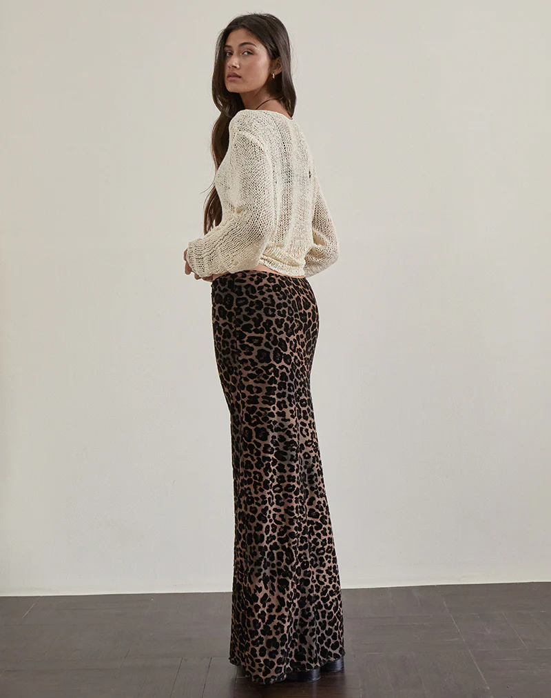 Alfreda Maxi Skirt in Flock Mesh Rar Leopard - Image 4