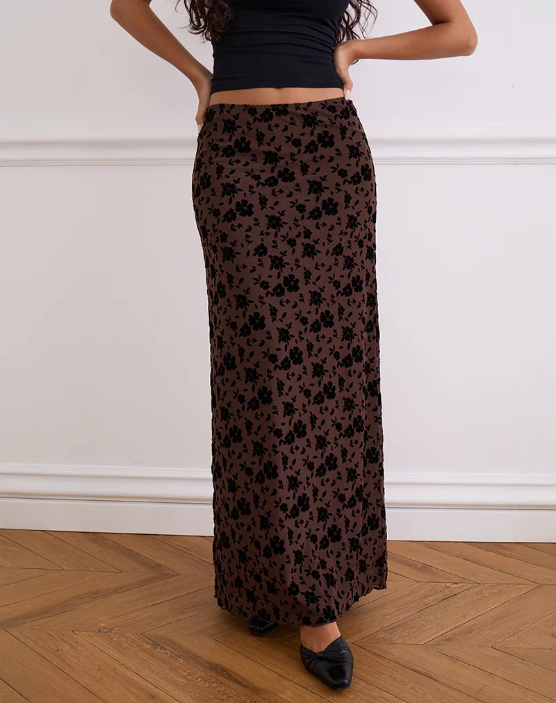 Alfreda Maxi Skirt in Garden Floral Brown - Image 2
