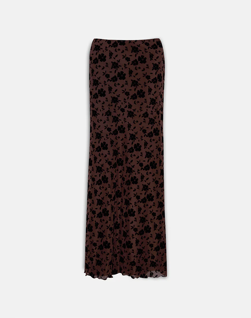Alfreda Maxi Skirt in Garden Floral Brown - Image 4