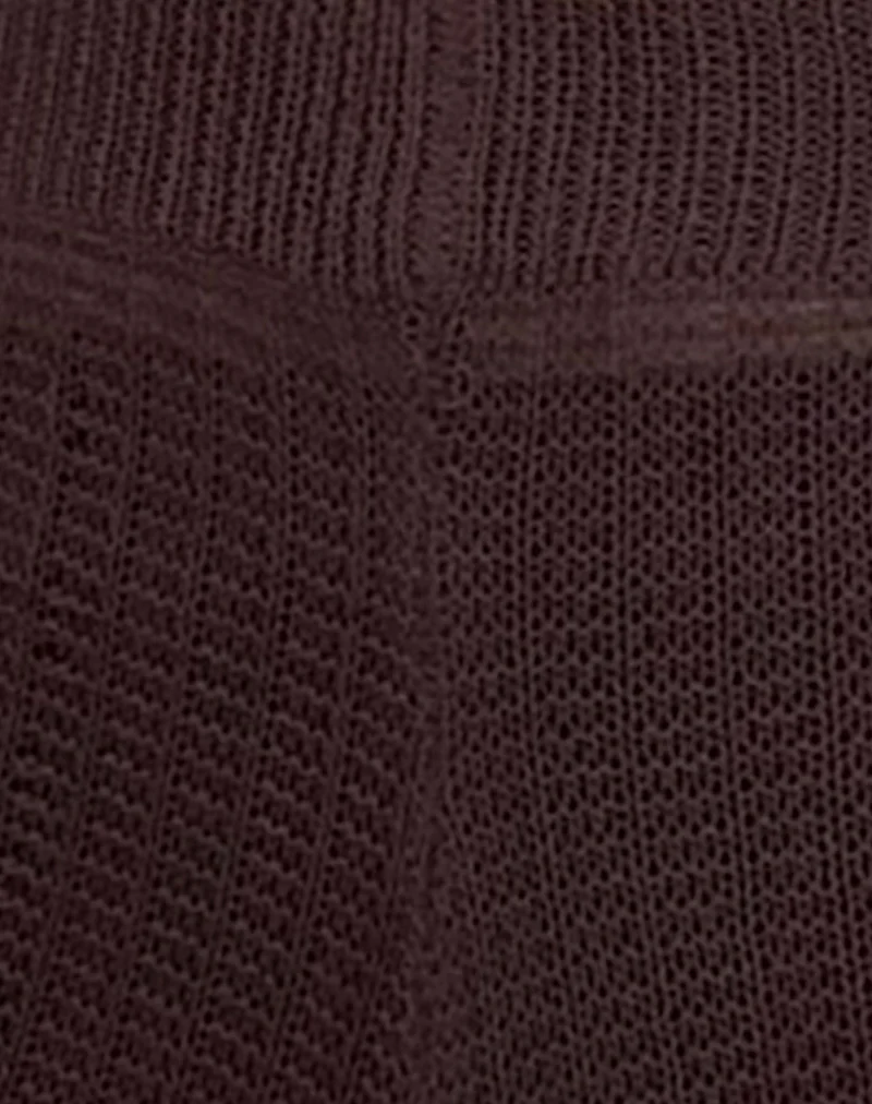 Alina Micro Short in Wide Rib Knit Brown - Image 6