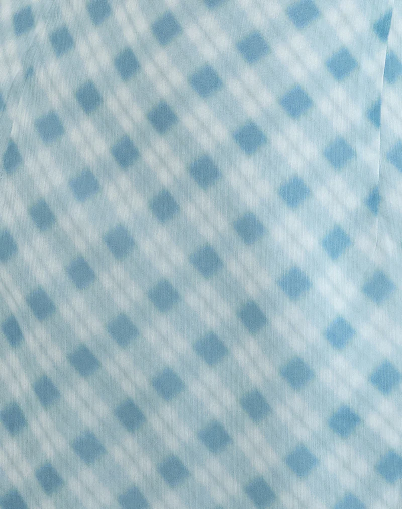 Alira Halterneck Dress in Blurred Check Blue - Image 6