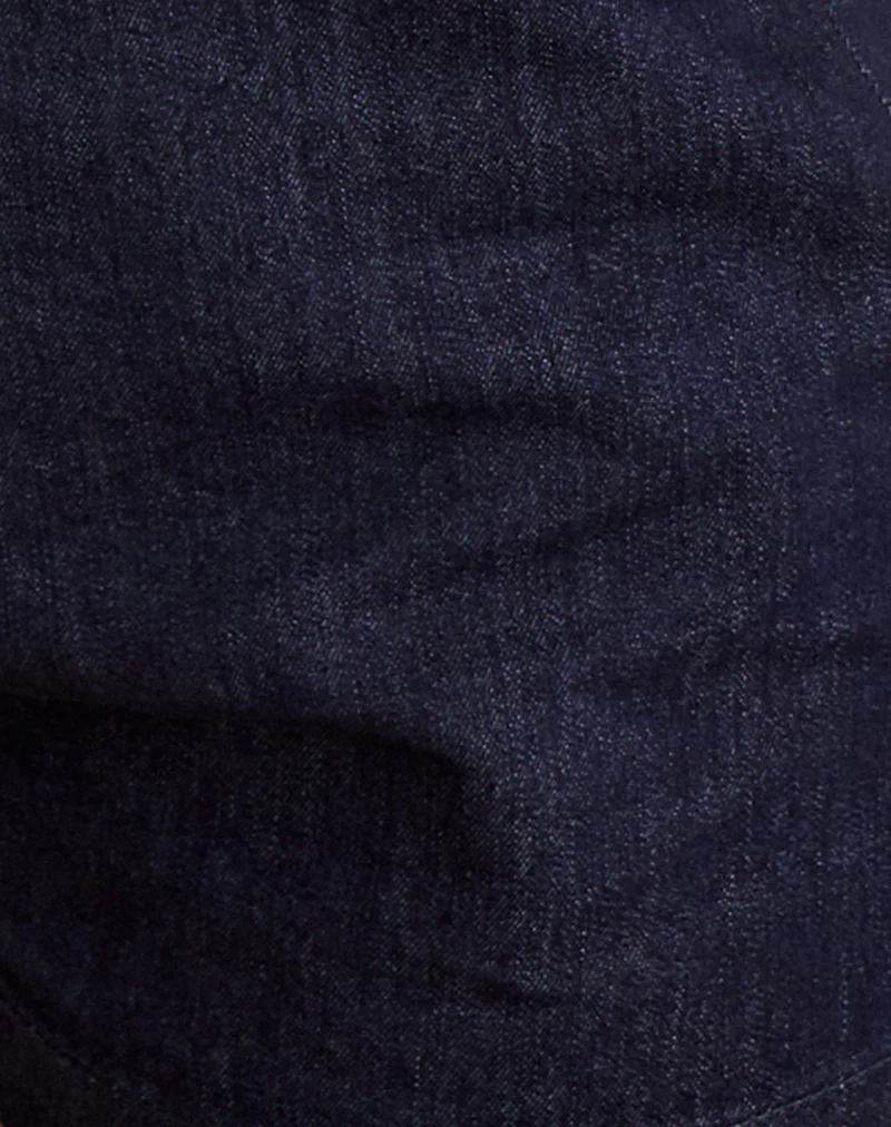Alita Mini Short in Chambray Indigo with Buttons - Image 6