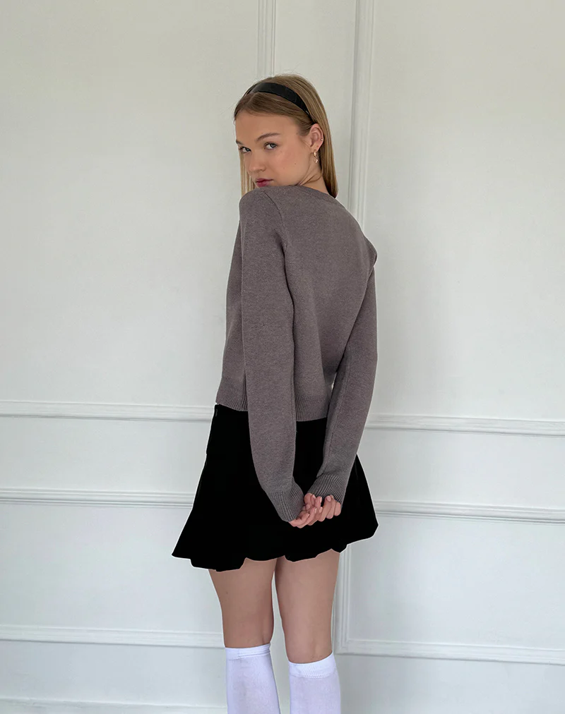 Alniyat Long Sleeve Cardi in Charcoal Grey - Image 4