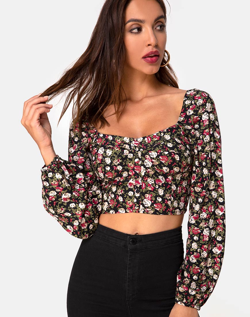 Alor Crop Top in Courtney Floral - Image 2