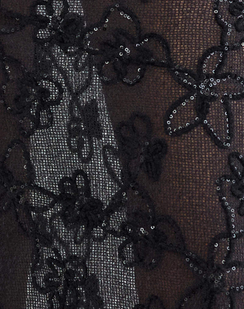 Alphia Maxi Skirt in Sequin Knit Black - Image 5