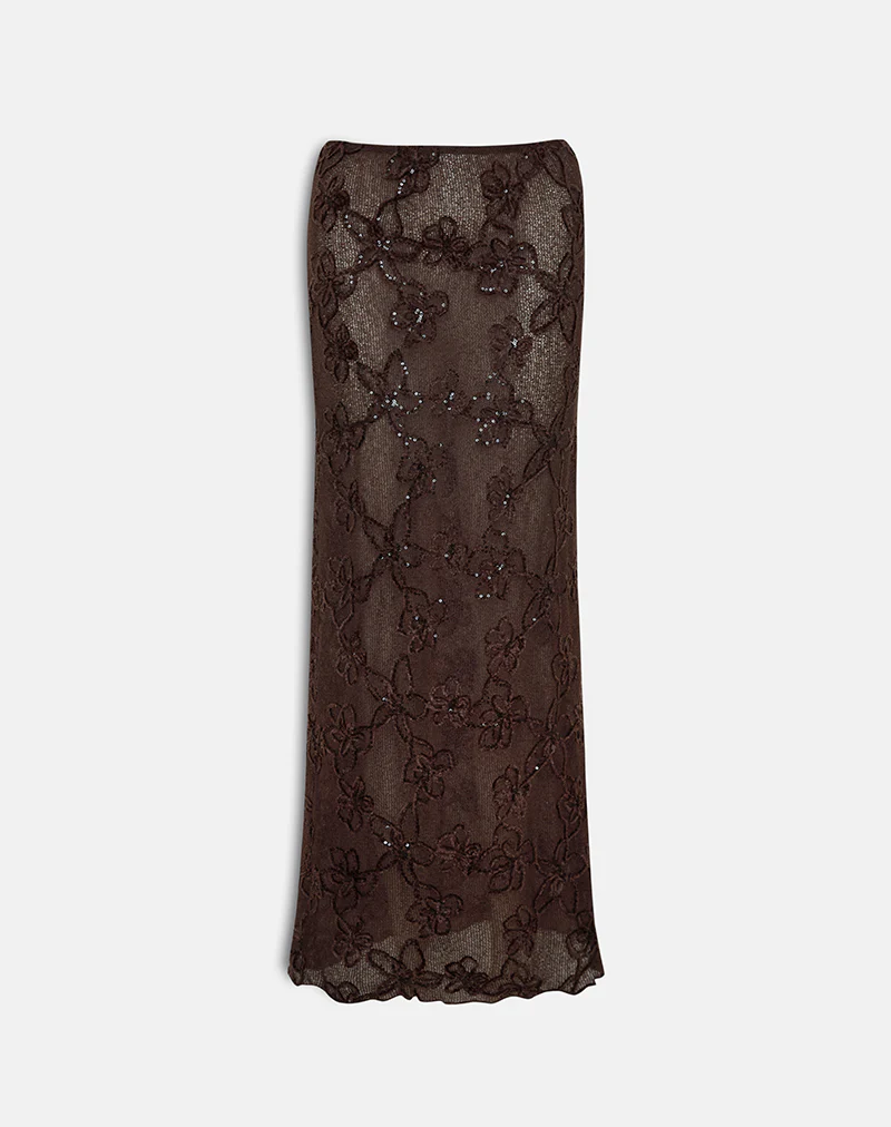 Alphia Maxi Skirt in Dark Brown - Image 2