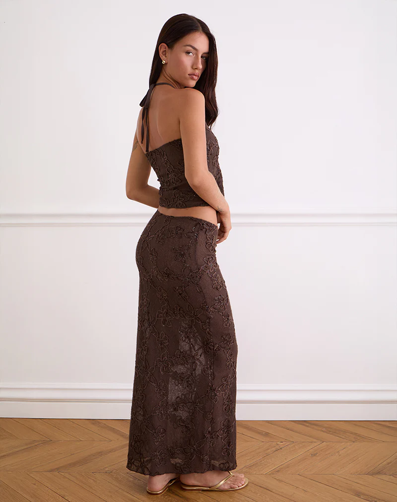 Alphia Maxi Skirt in Dark Brown - Image 5