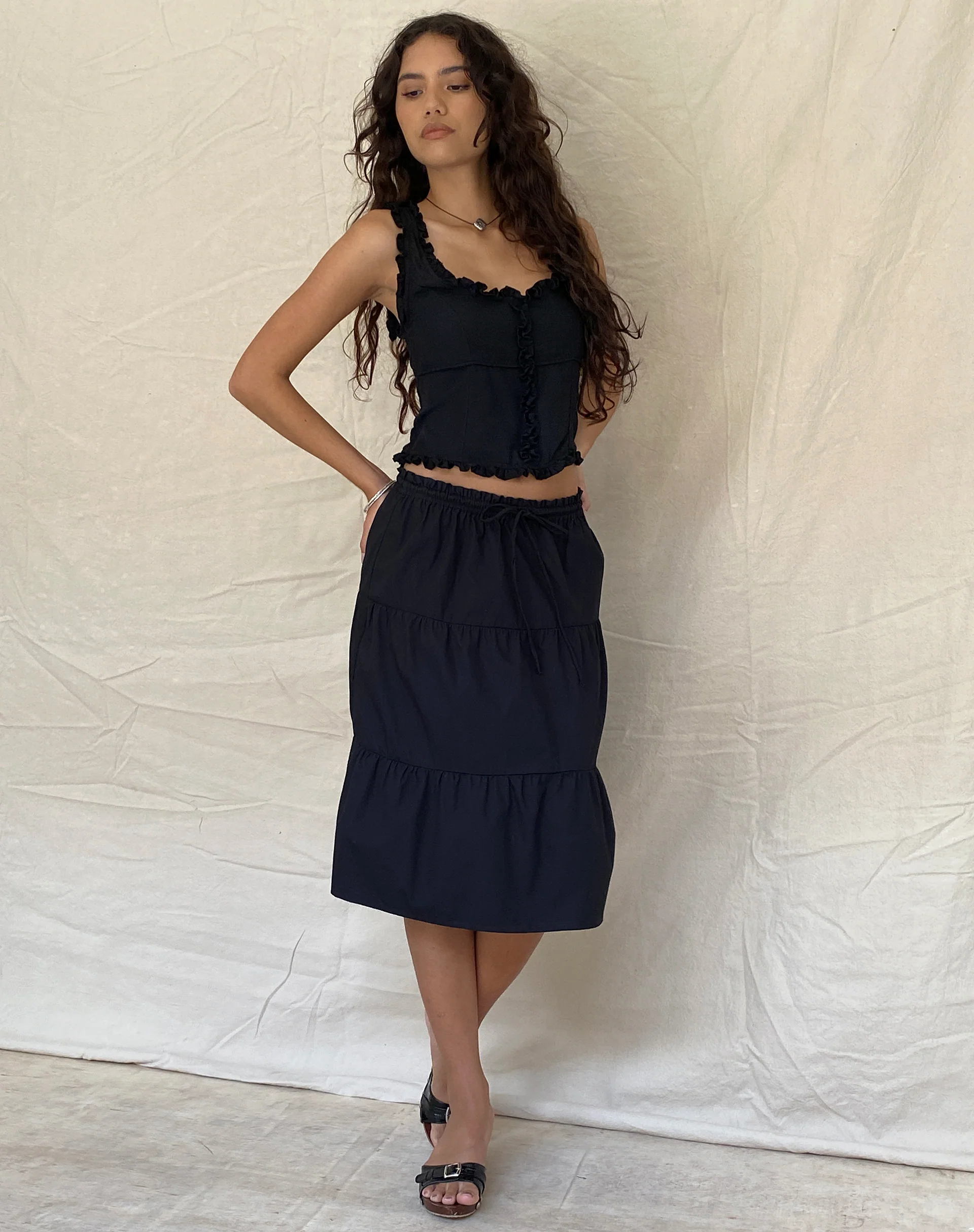 Alsa Ruffle Edge Top in Black - Image 5