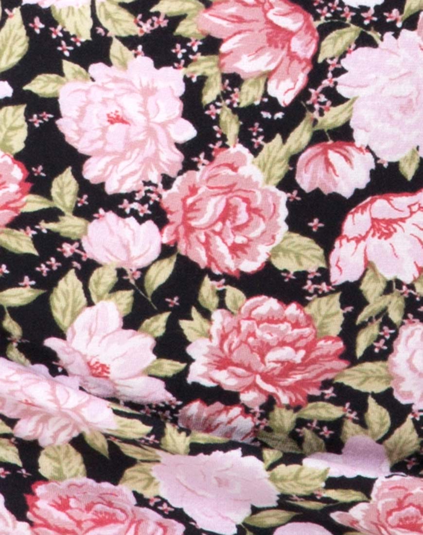 Alvina Bodycon Dress in Bloom Floral Black Base - Image 5
