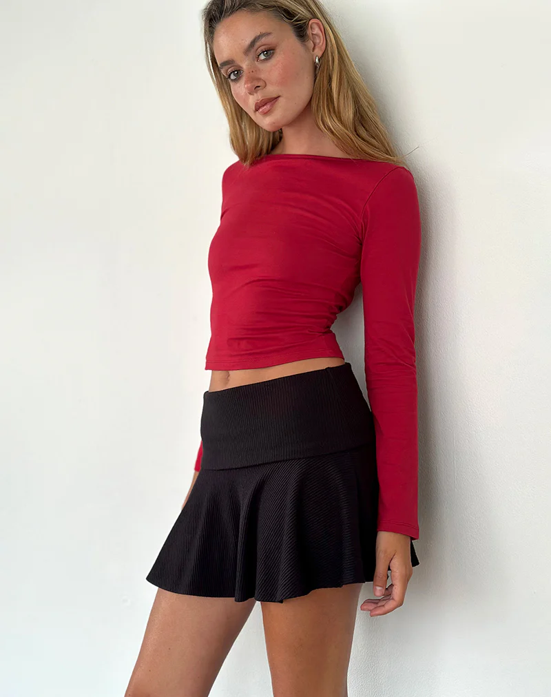 Amabon Long Sleeve Top in Adrenaline Red - Image 2