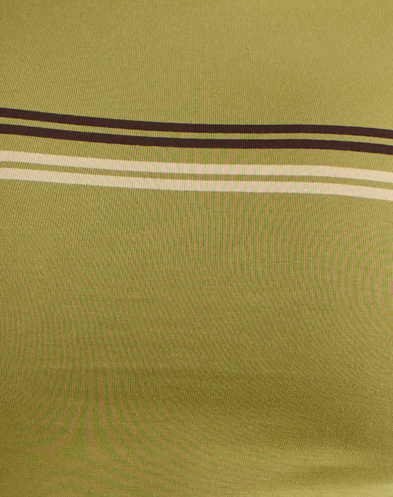 Amabon Long Sleeve Top in Cress Green Stripe - Image 5