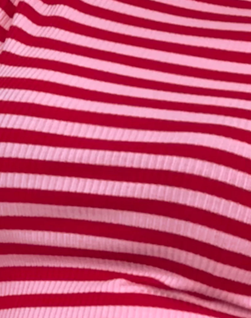 Amabon Top in Pink and Red Stripe - Image 6