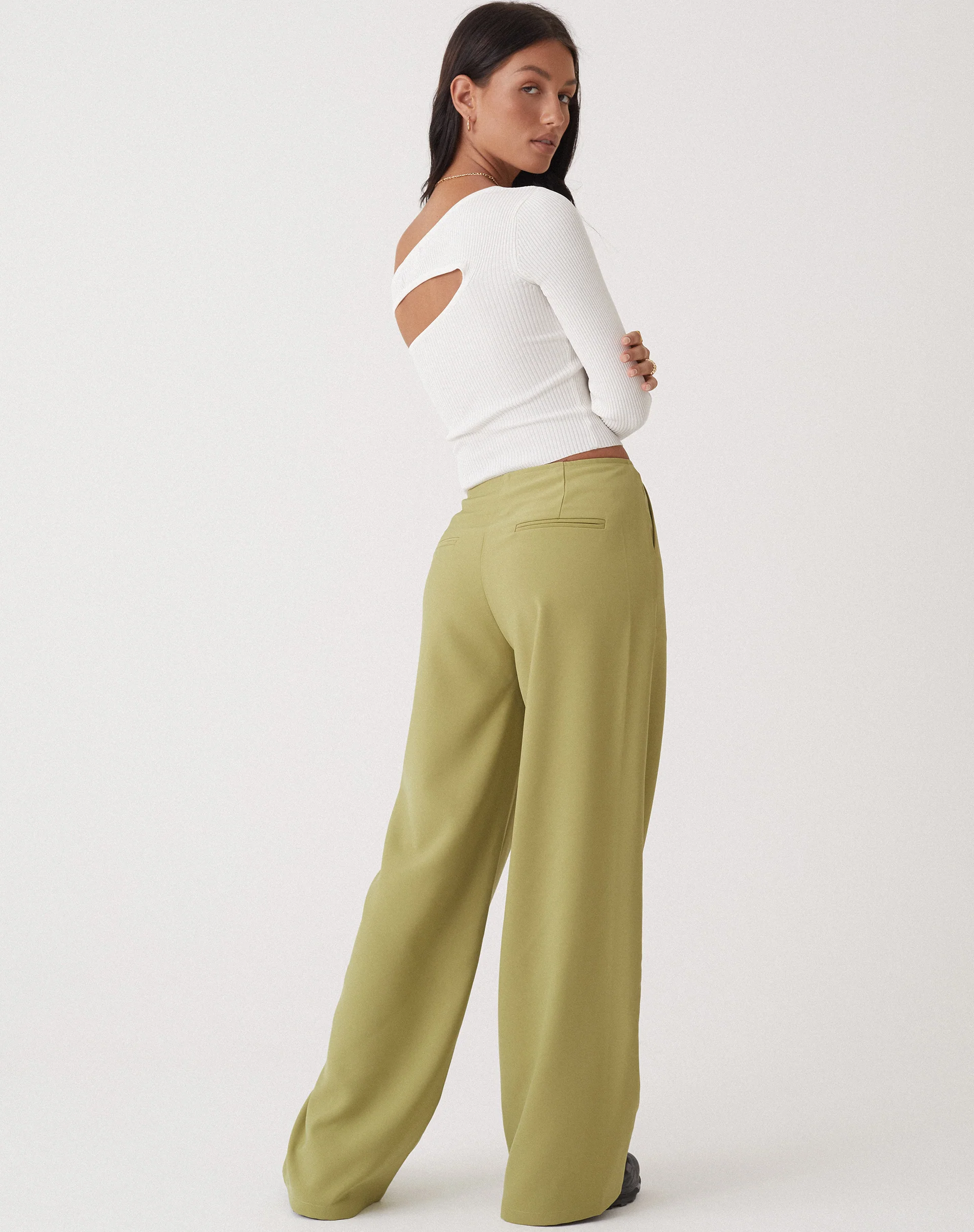 MOTEL X OLIVIA NEILL Amadi Wide Leg Trouser in Tailoring Seamfoam Green - Image 3