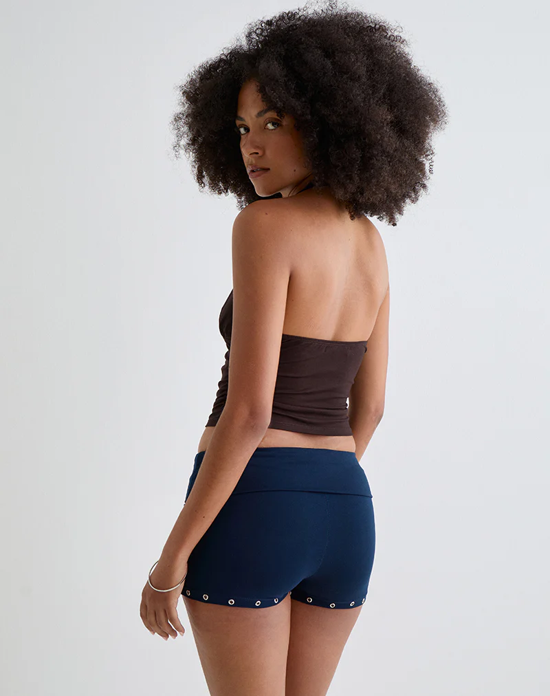Amane Foldover Short in Rayon Jersey Navy - Image 5