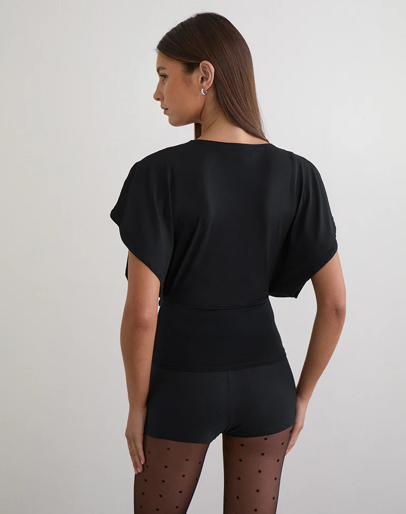 Amarata Batwing Top in Rayon Jersey Black - Image 4