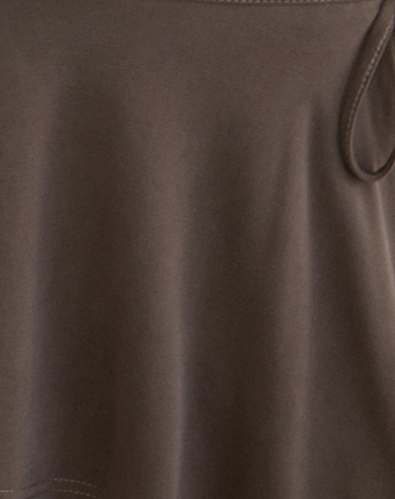 Amata Trouser Skirt in Cupro Dark Brown - Image 7