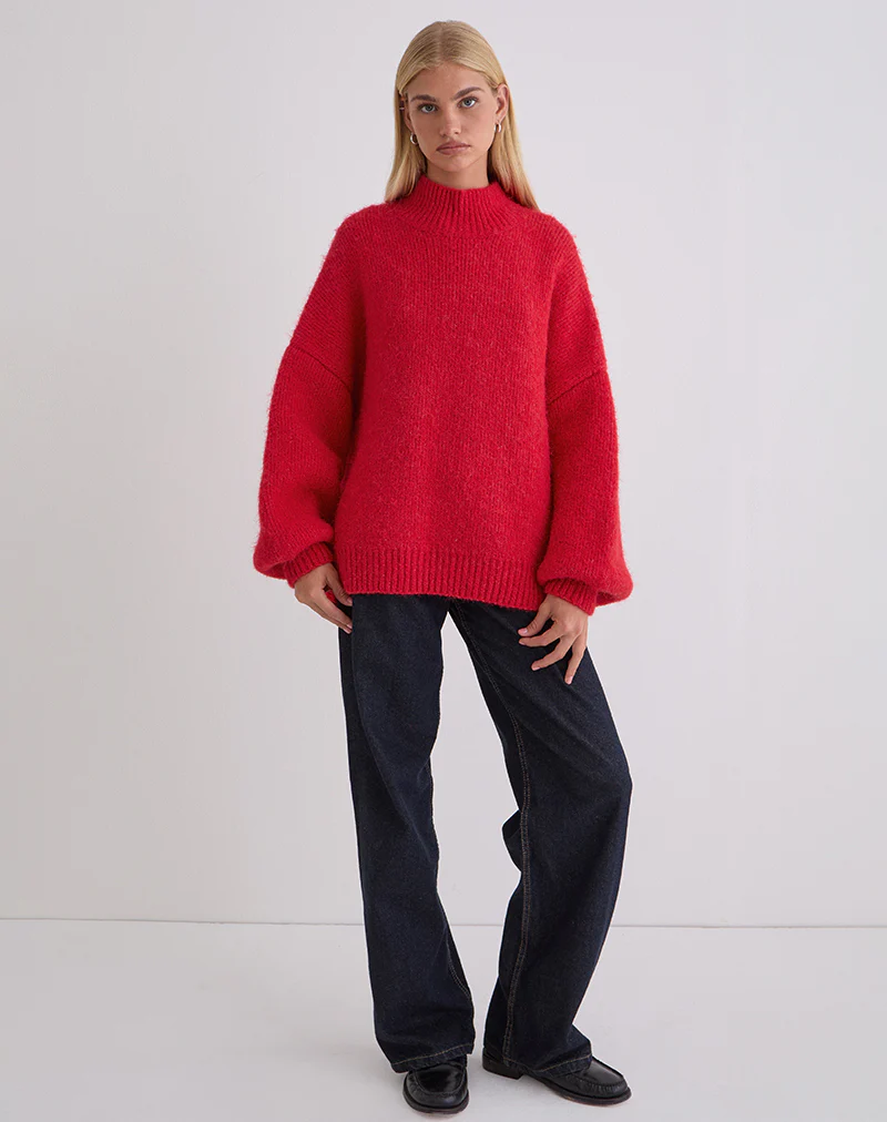 Amato Oversized Jumper in Red - Image 4