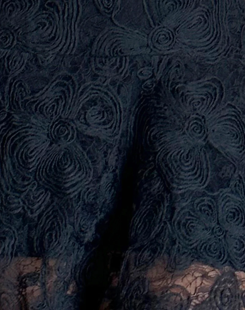 Ambika Dress in Textured Lace Rose Black - Image 6