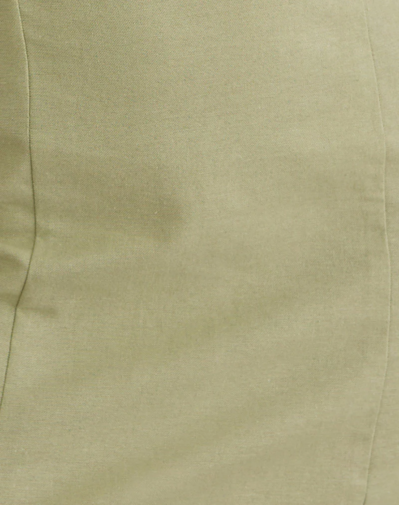 Ambra Scoop Mini Dress in Sage Green - Image 6