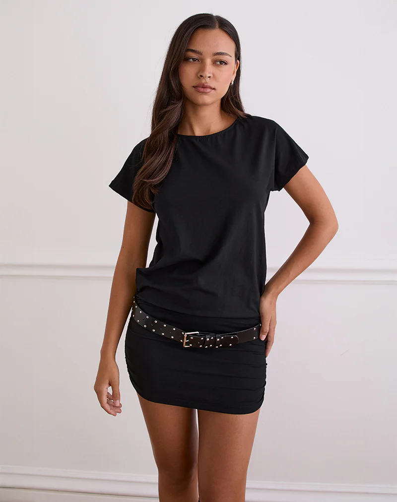Amelina Backless Mini Dress in Black - Image 3