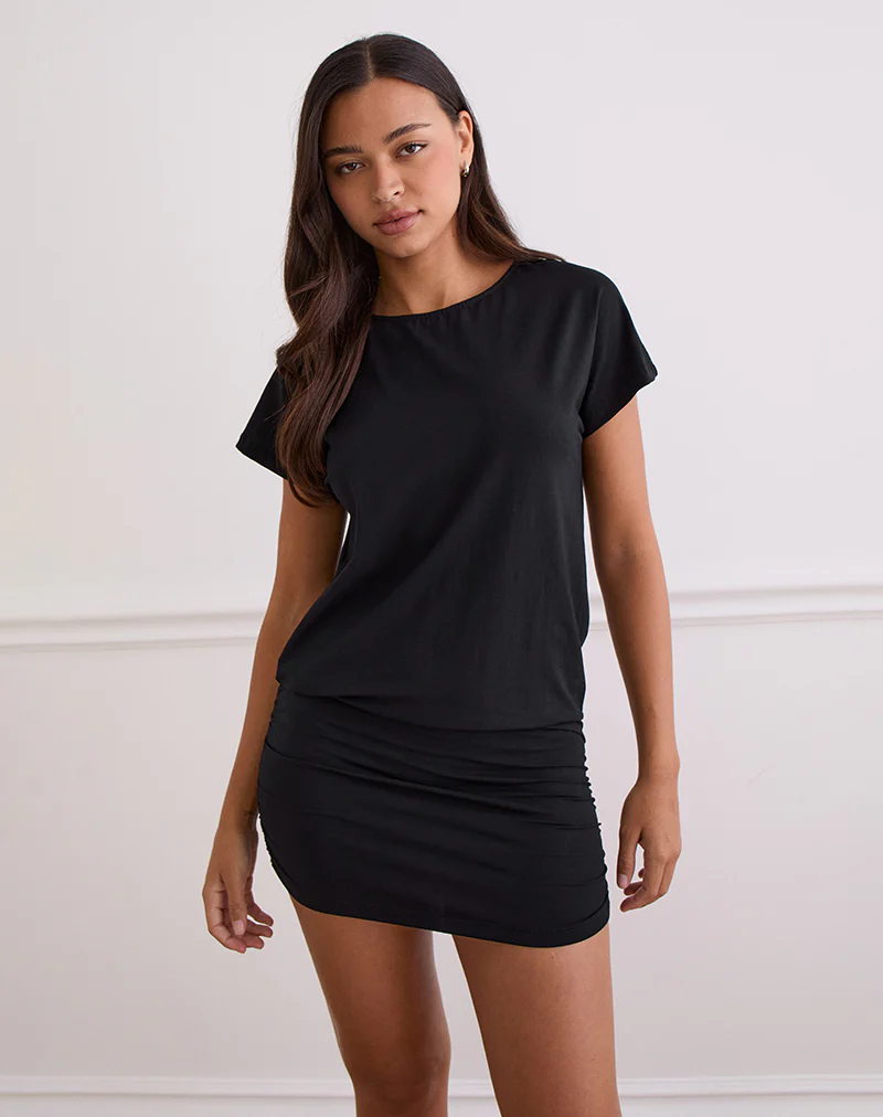 Amelina Backless Mini Dress in Black - Image 4