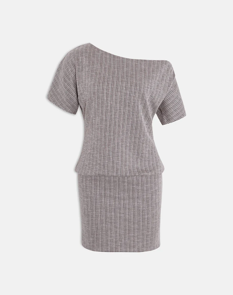 Amelita Mini Dress in Rib Knit Brown Grey - Image 4