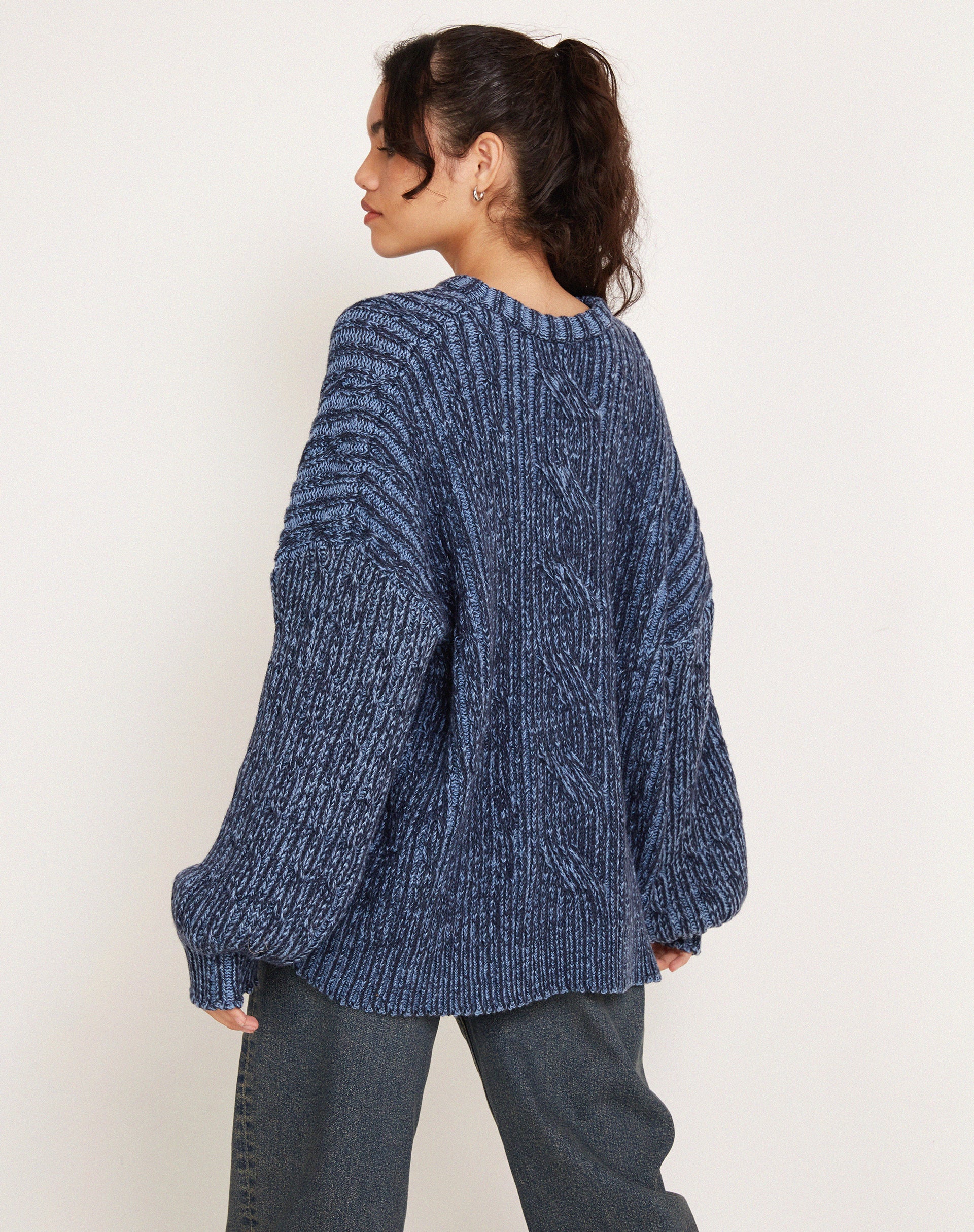 Amieta Knitted Jumper in Two Tone Blue - Image 2