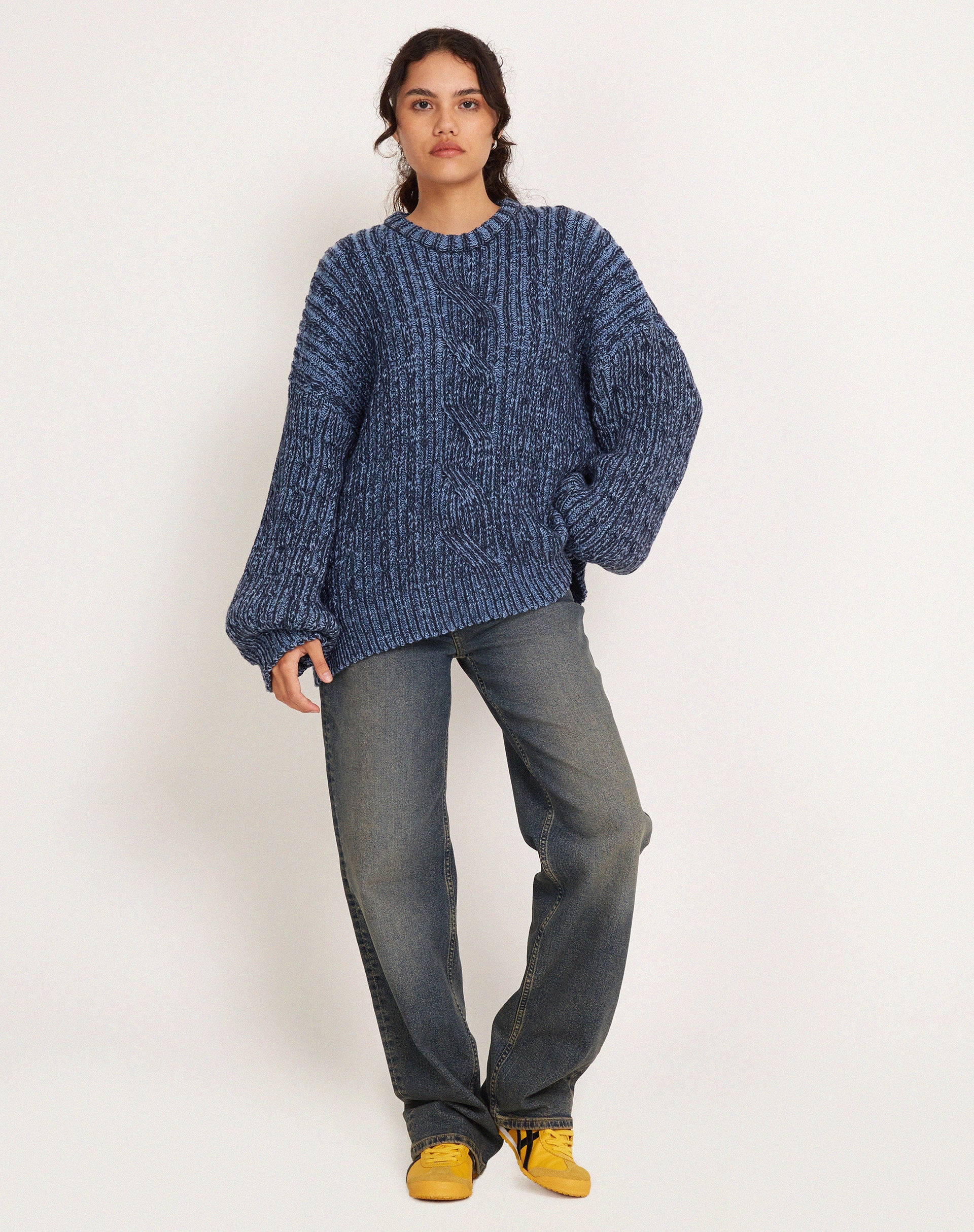 Amieta Knitted Jumper in Two Tone Blue - Image 3