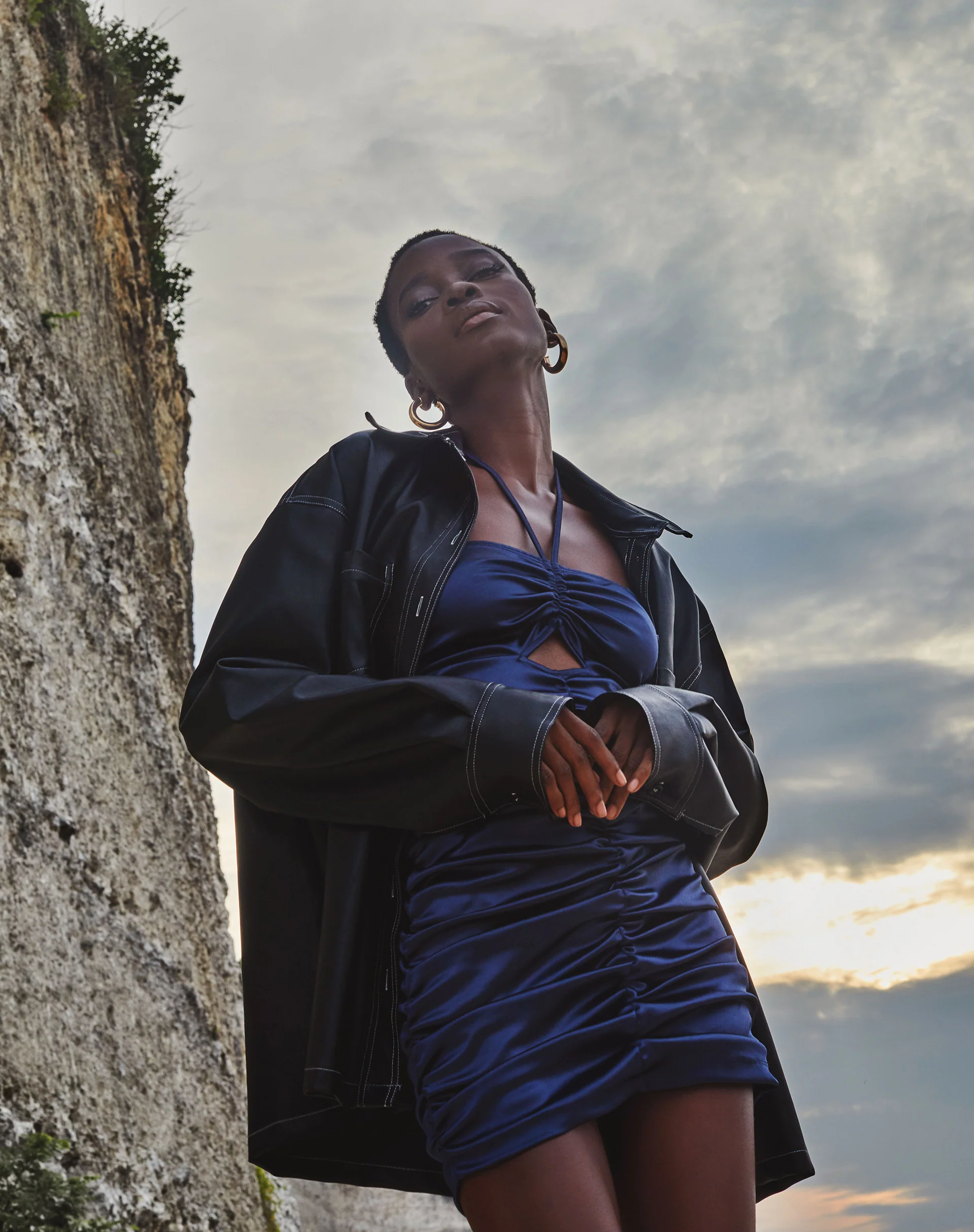 Amilia Mini Dress in Satin Spandex Inky Blue - Image 2