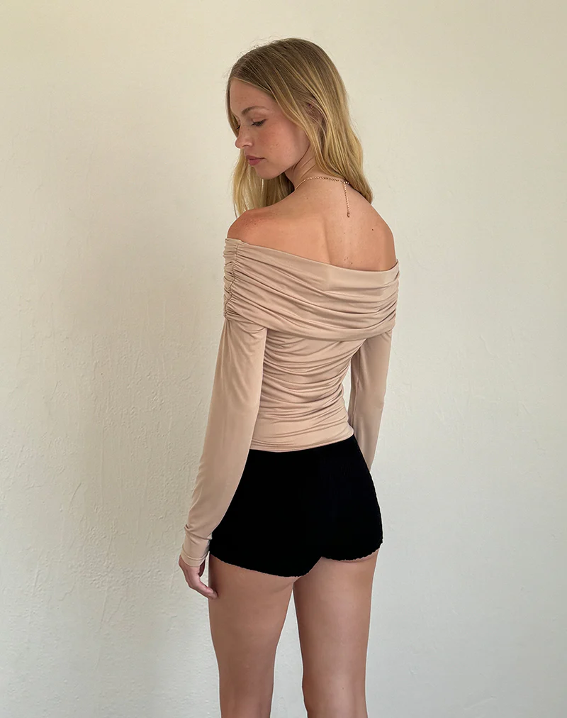 Amilyn Bardot Top in Slinky Stone - Image 3