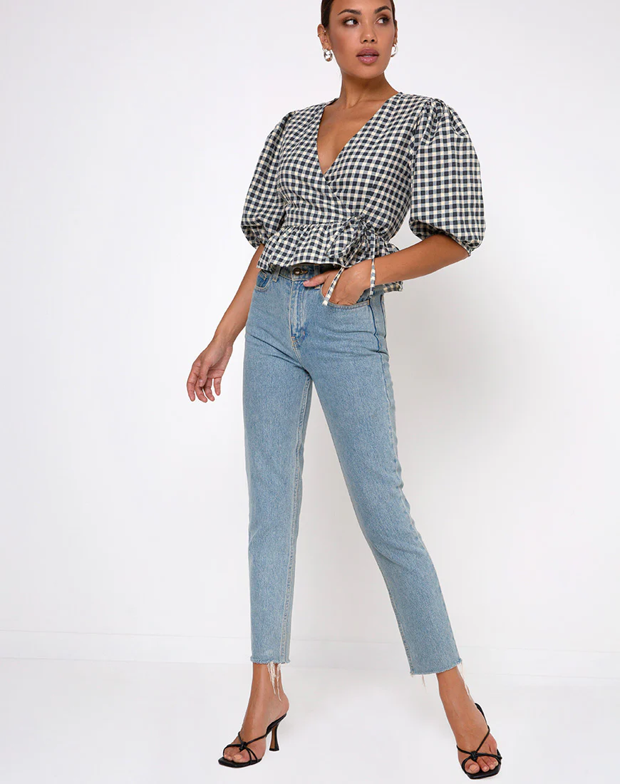 Amiya Top in Gingham Cream - Image 3