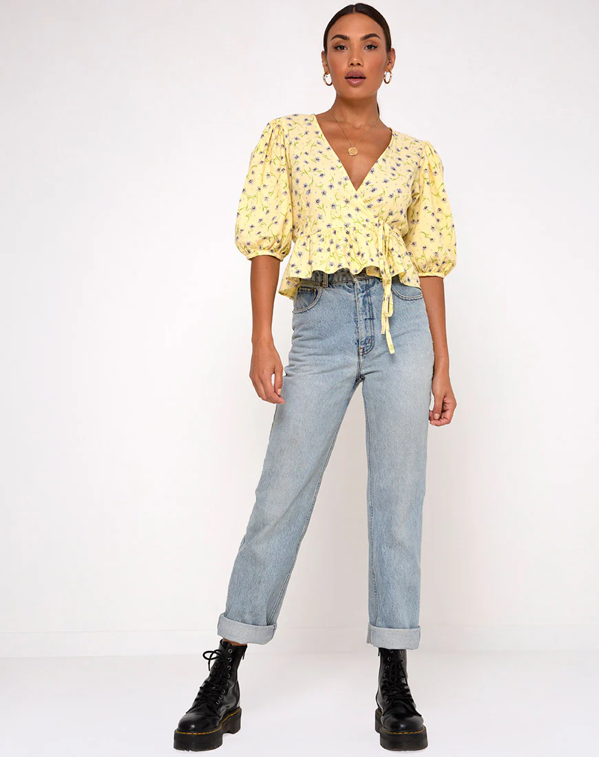 Amiya Top in Wild Flower Lemon Drop - Image 3