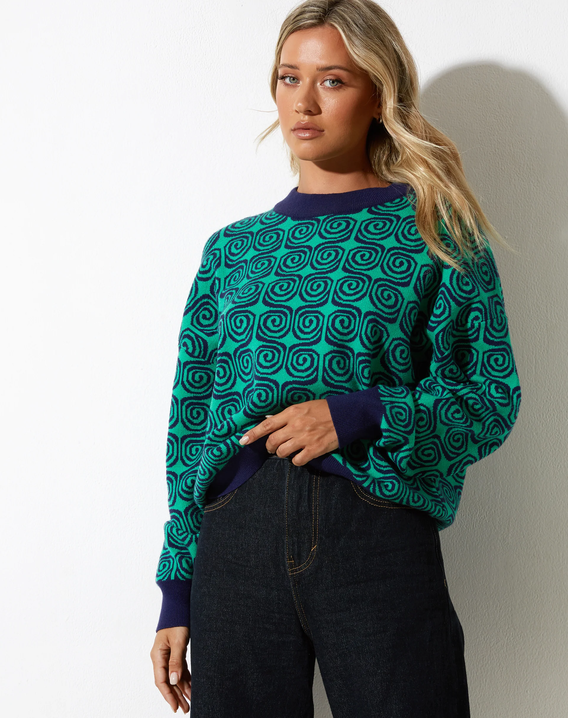 Ammar Jumper in Swirl Green and Blue - Image 4
