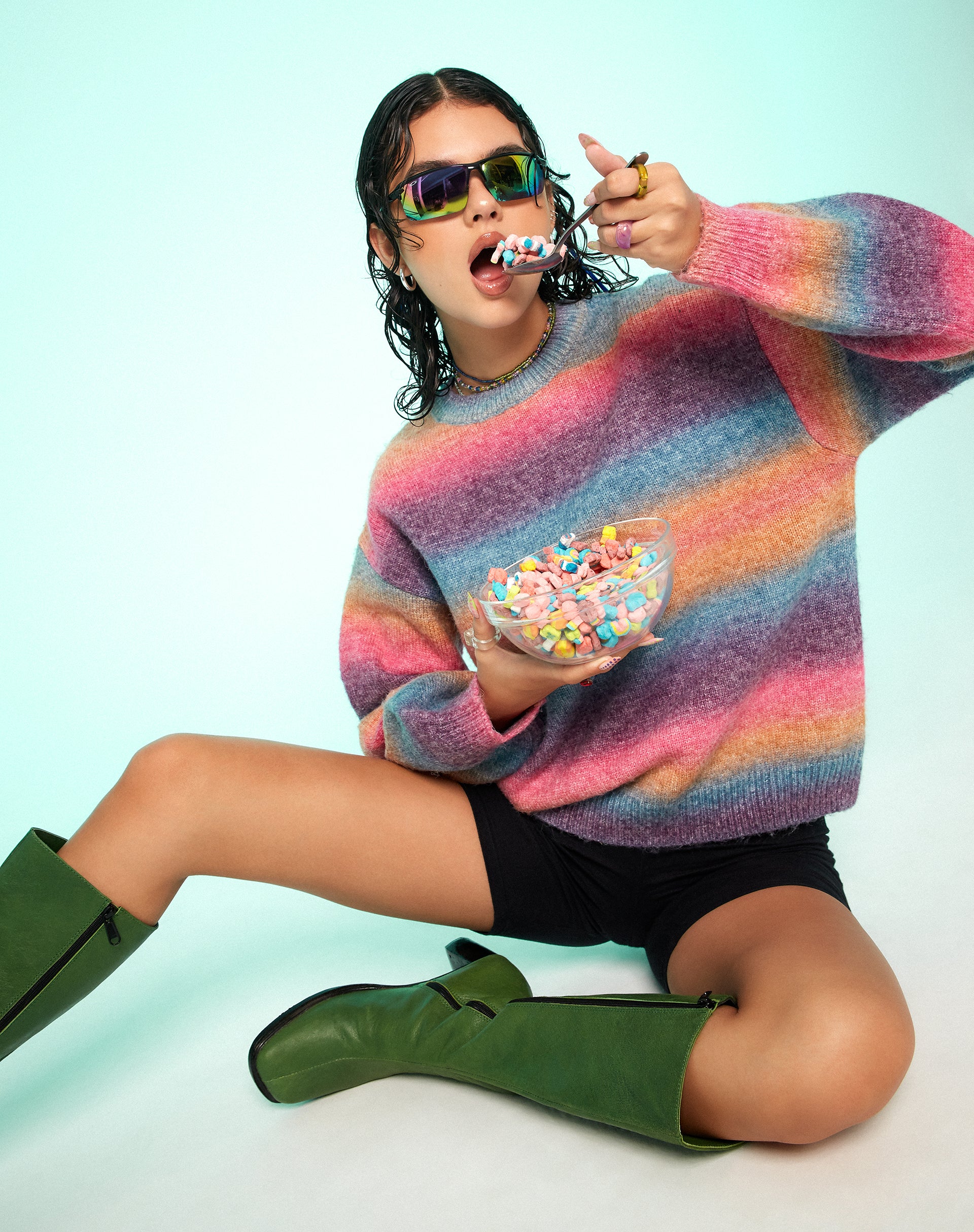 MOTEL X OLIVIA NEILL Ammaria Jumper in Pink and Purple - Image 2