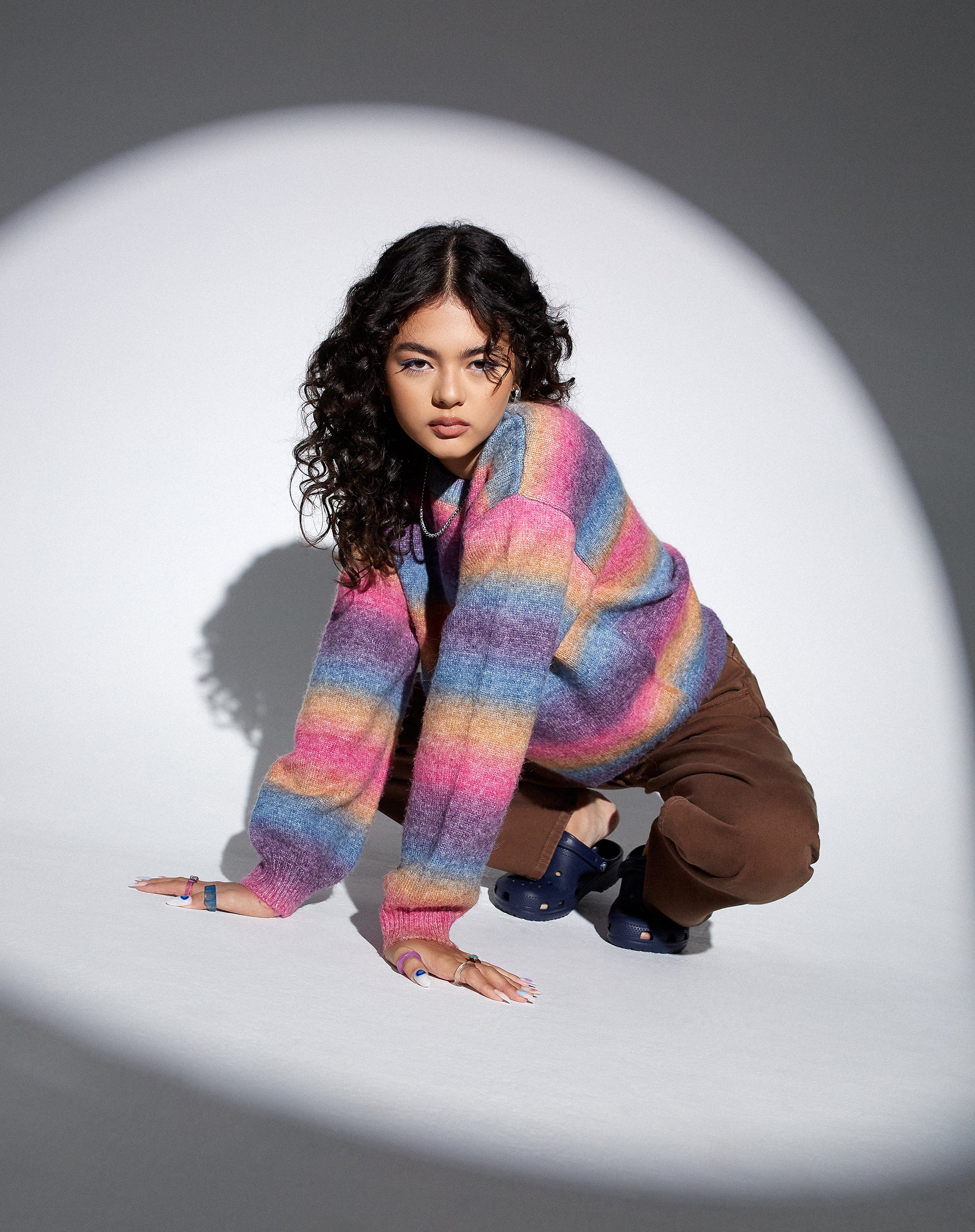 MOTEL X OLIVIA NEILL Ammaria Jumper in Pink and Purple - Image 4