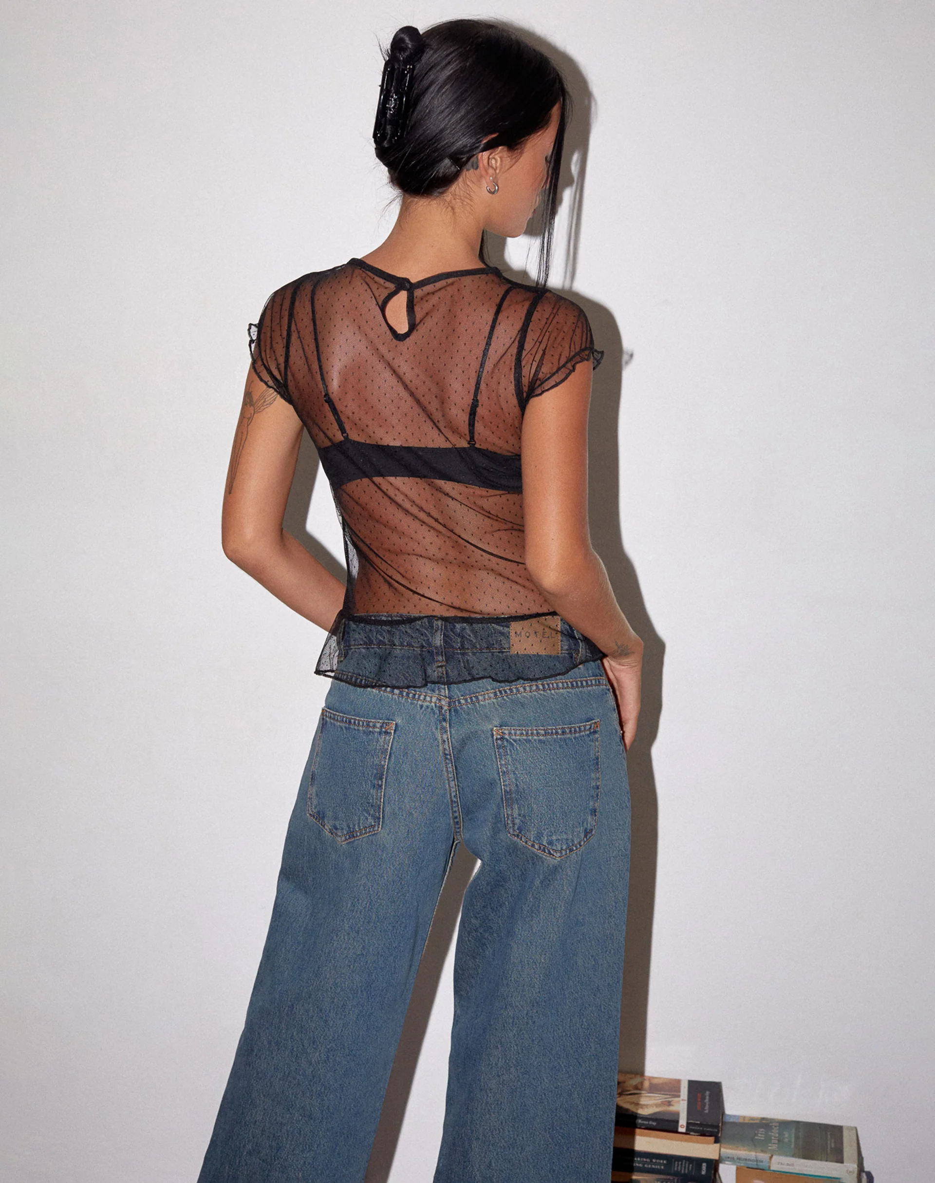 Amrita Unlined Top in Dobby Mesh Black - Image 3