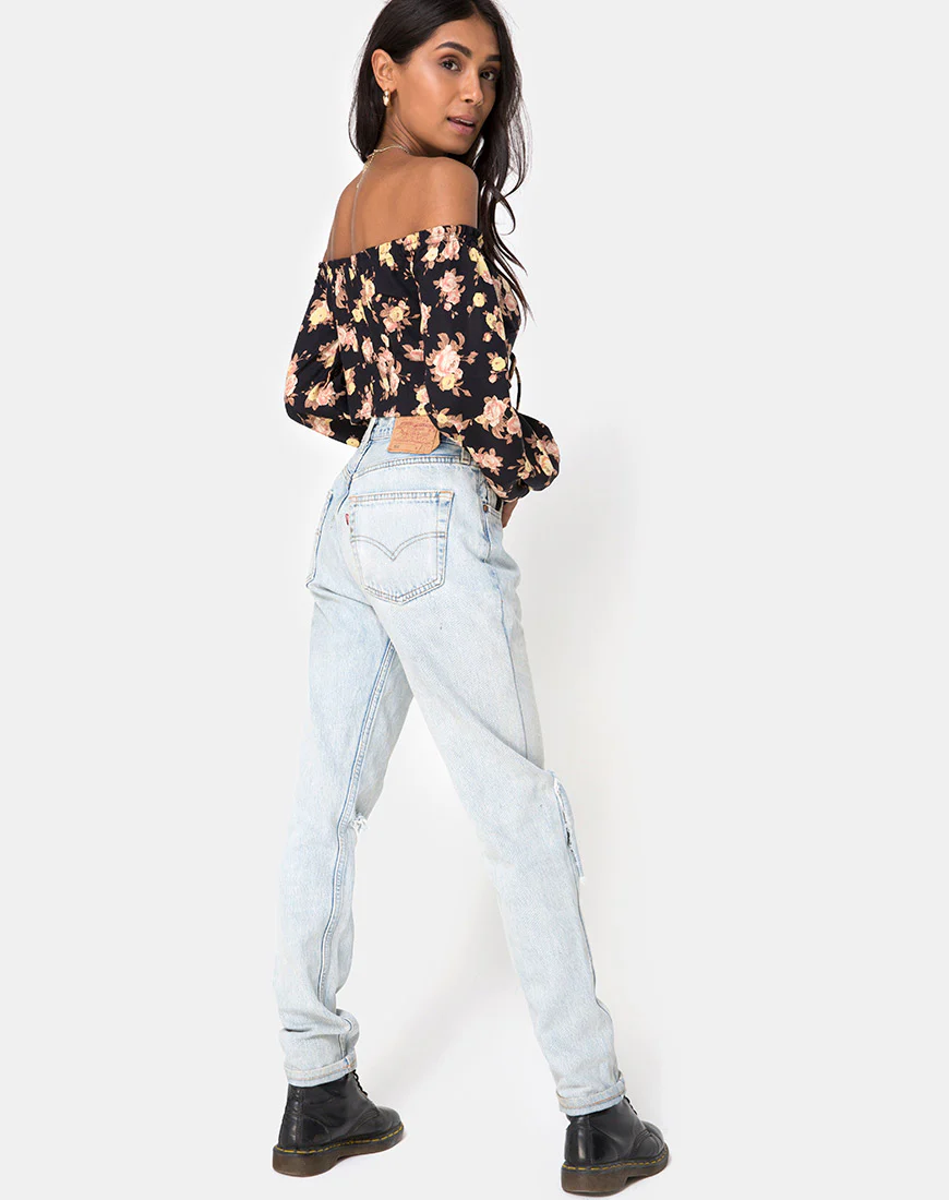 Aneca Off The Shoulder Top in Antique Rose Black - Image 4