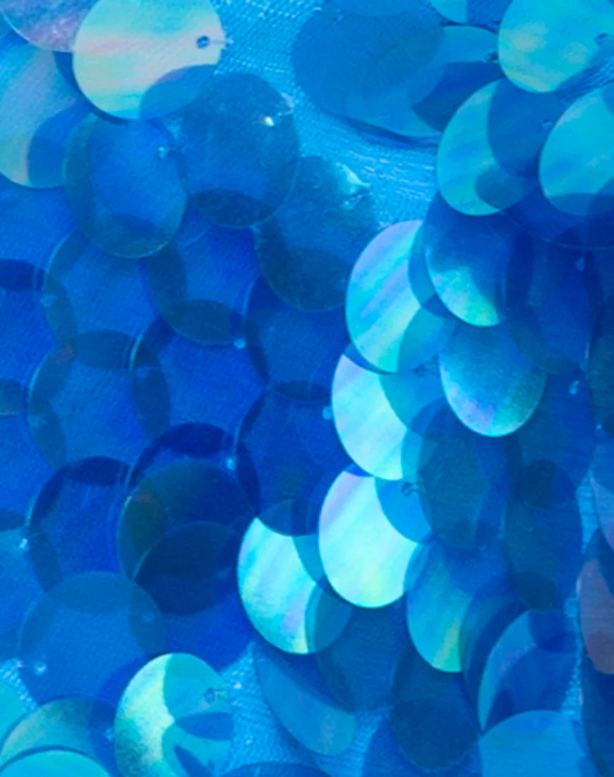 Angel Crop Top in Fishcale Disc Sequin Marine - Image 5