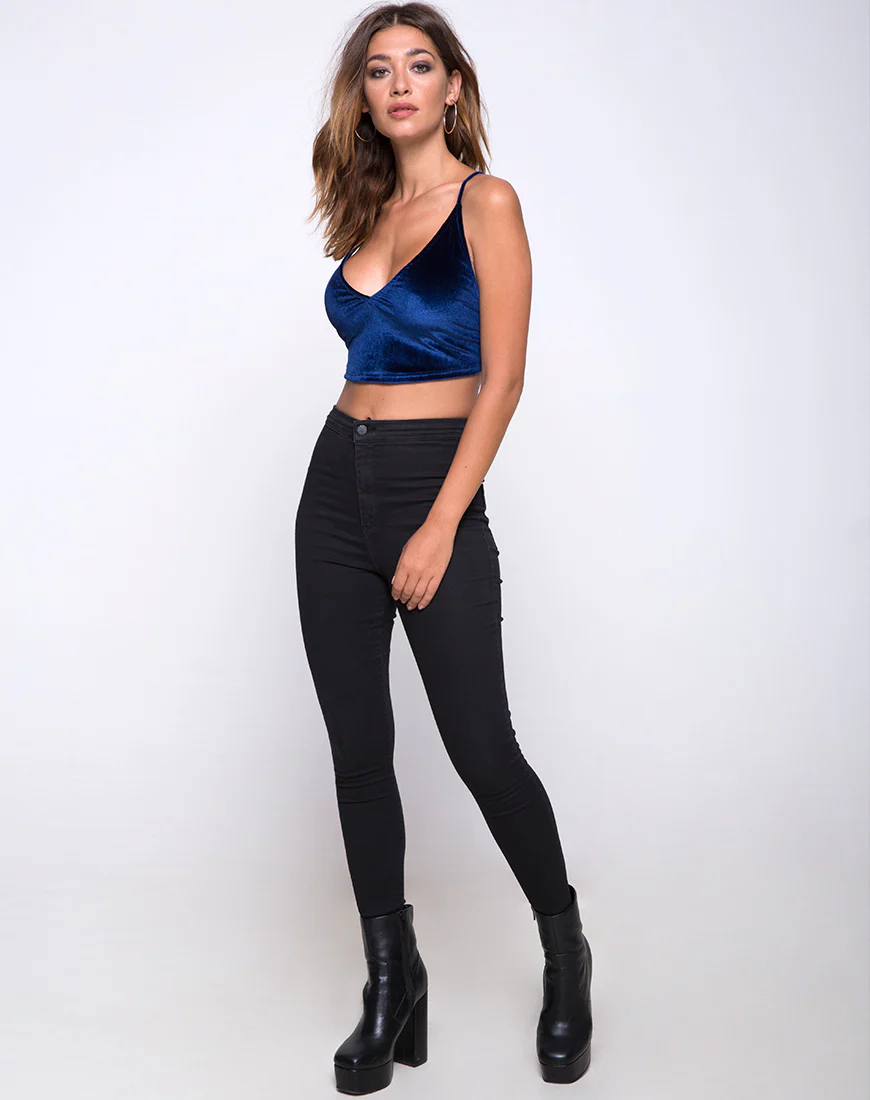 Angel Crop Top in Velvet Navy - Image 3