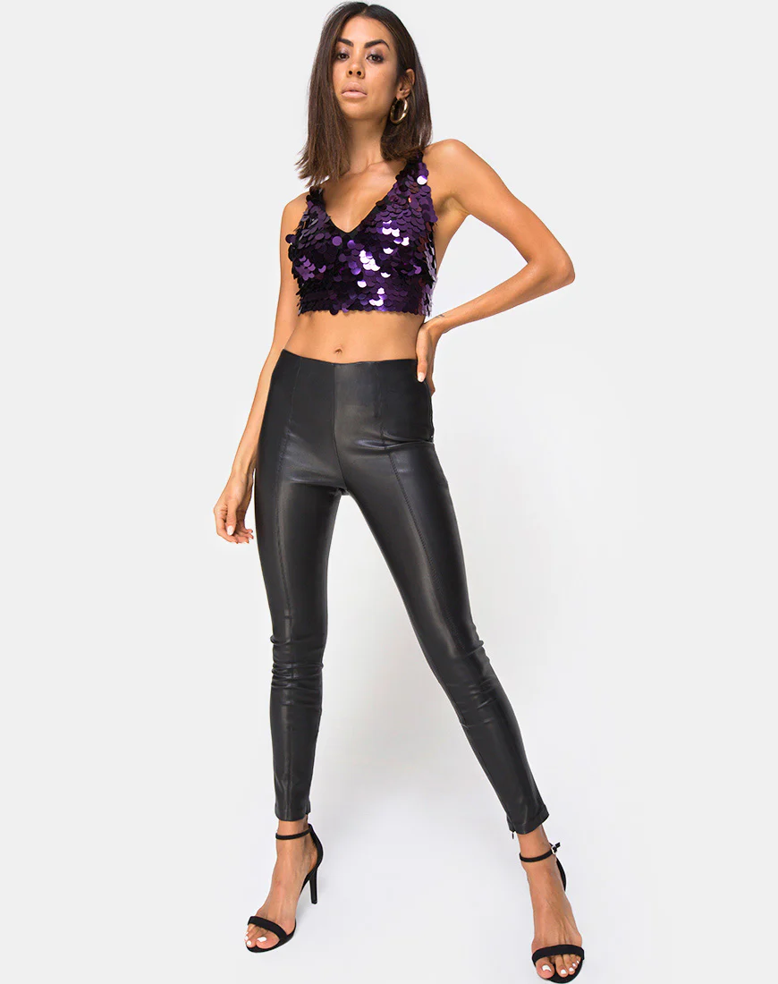 Angel Crop Top in Plum Disc Sequin - Image 3