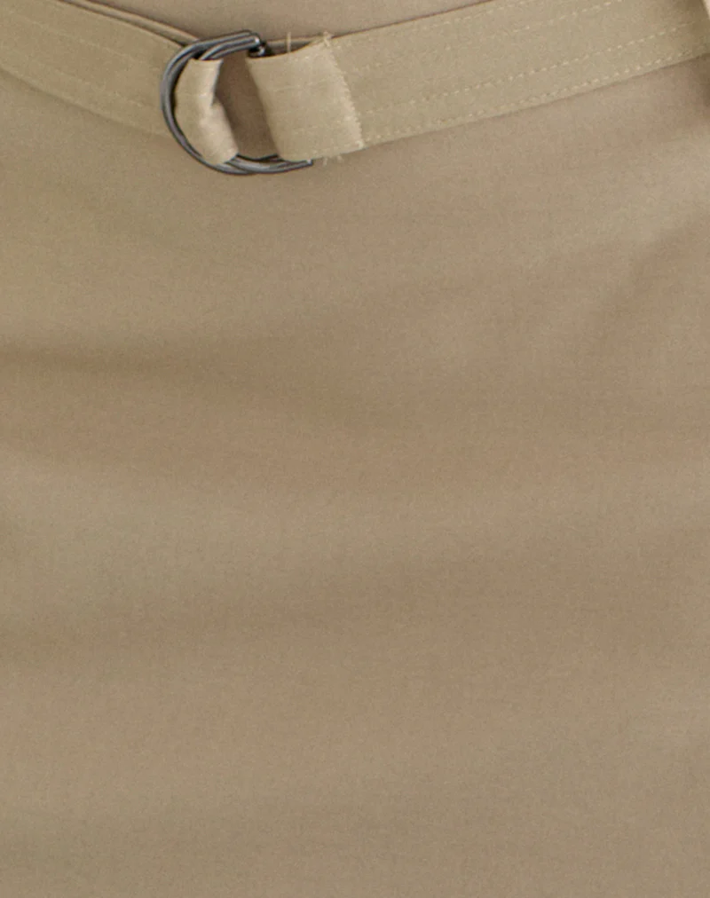 Anica Midi Skirt with Belt in Beige - Image 6