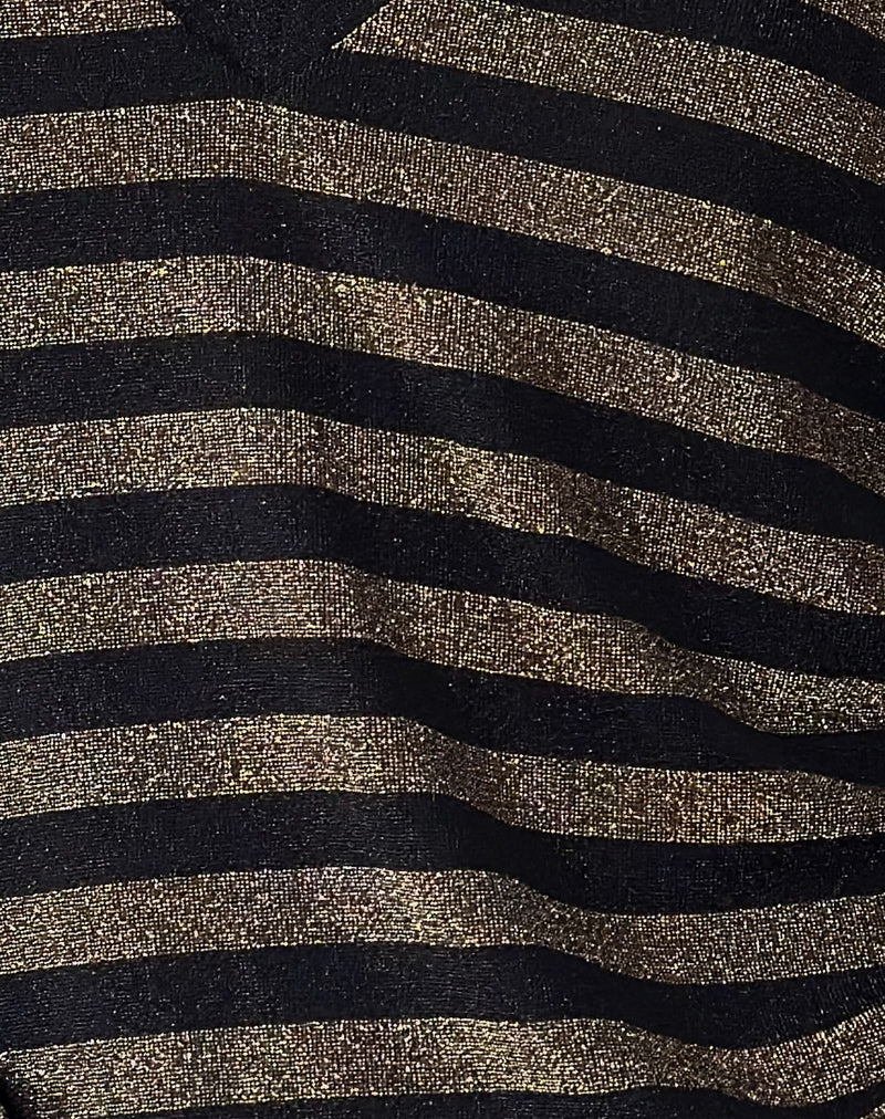 Annora Long Sleeve Top in Lurex Gold Stripe - Image 6