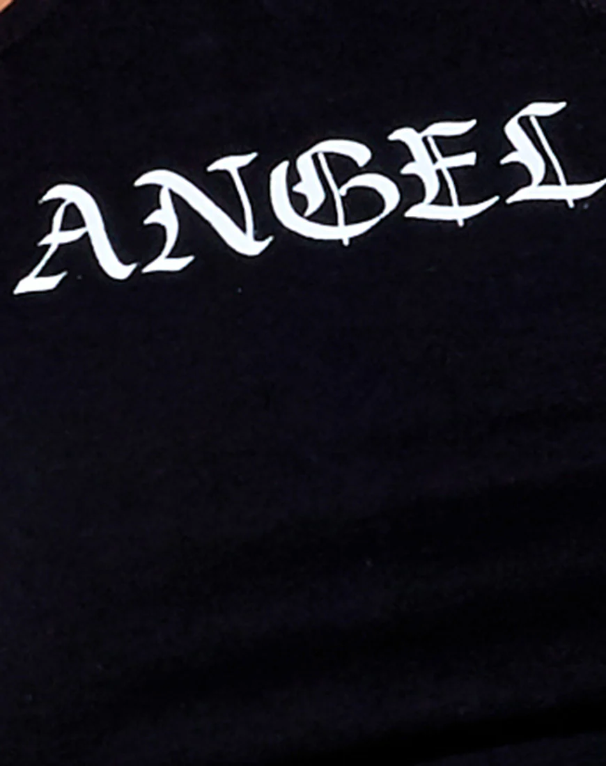 April Crop Top in Black 'Angel' in White - Image 5