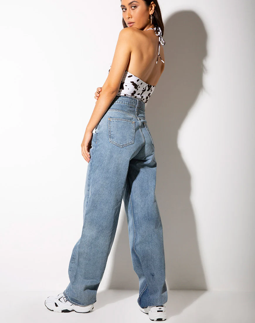 April Crop Top in Mini Cow Black and White - Image 5